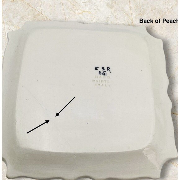 Italian Hand Painted 7in Fruit Designs Salad Plates Dip Bowls Set 4 Vintage - Picture 11 of 11